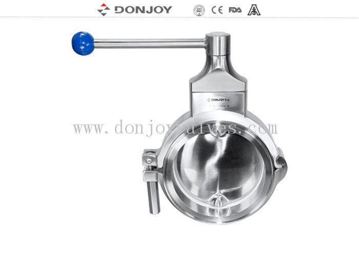 Sanitary grade manual butterfly valve multi - position handle for regulating flow
