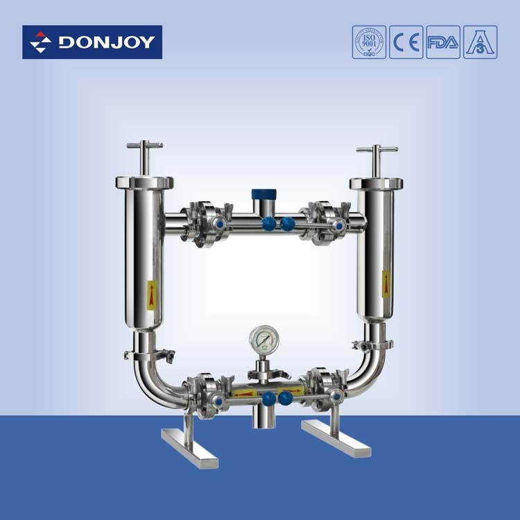Bộ lọc đường ống cho đồ uống vệ sinh thực phẩm, SS304 Duplex Water Filter