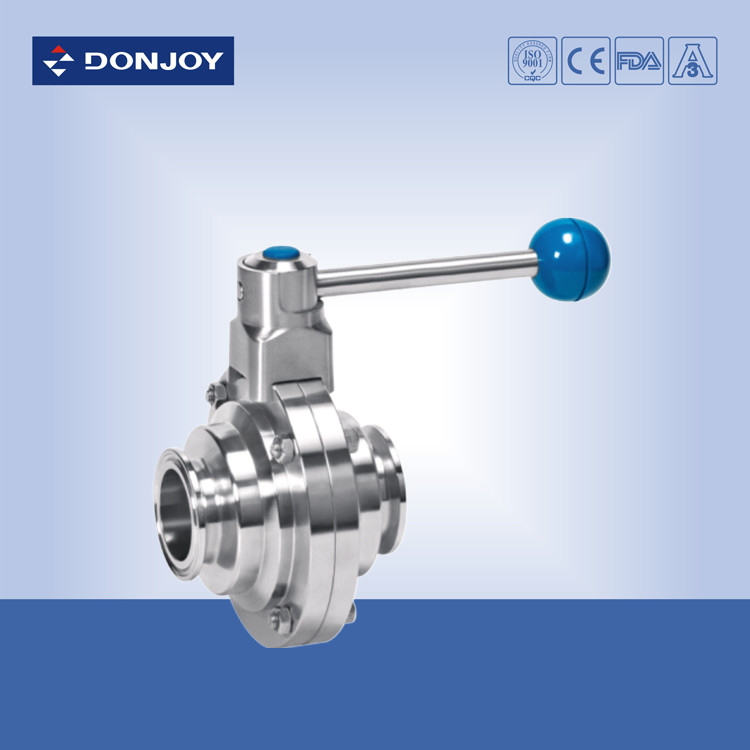 3 INCH 1.4404 Van bi vệ sinh bằng tay loại bướm với tay cầm kéo