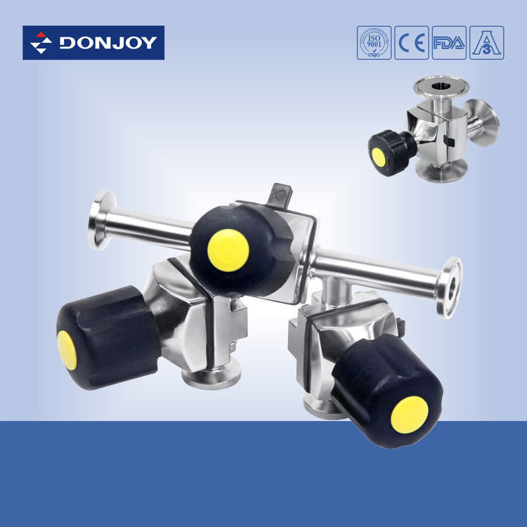 316L Mini Type 3 Way Sanitary Diaphragm Valve loại L với tri clamp cuối