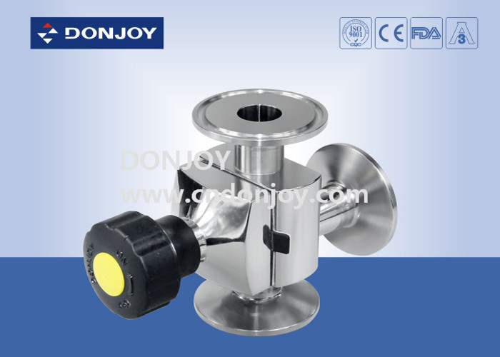 316L Mini Type 3 Way Sanitary Diaphragm Valve loại L với tri clamp cuối