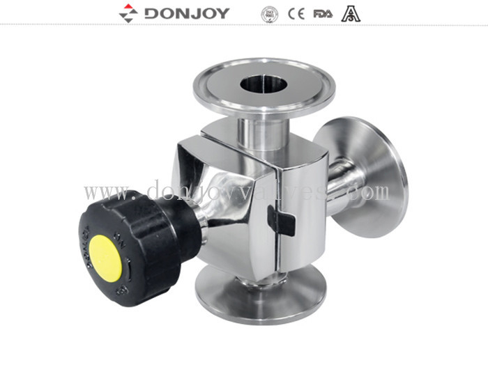 316L Mini Type 3 Way Sanitary Diaphragm Valve loại L với tri clamp cuối