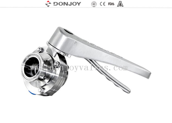 Manual Weld Sanitary Butterfly Valves With Stainless Steel Lockable Multi Handle