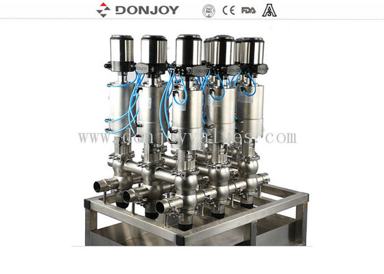 Sanitary SS316L Mixproof Double Seat Valve DN40-DN150 with Pneumatic Intelligent Positioner